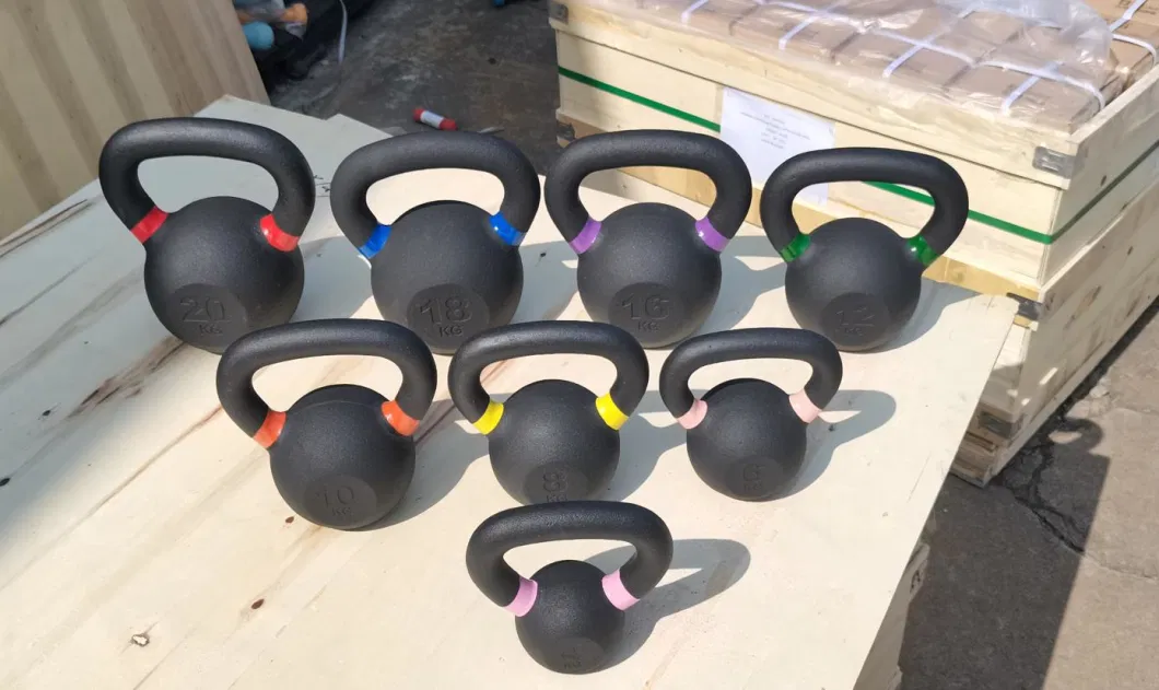 Black Cast Iron Kettlebell with Colour Rings